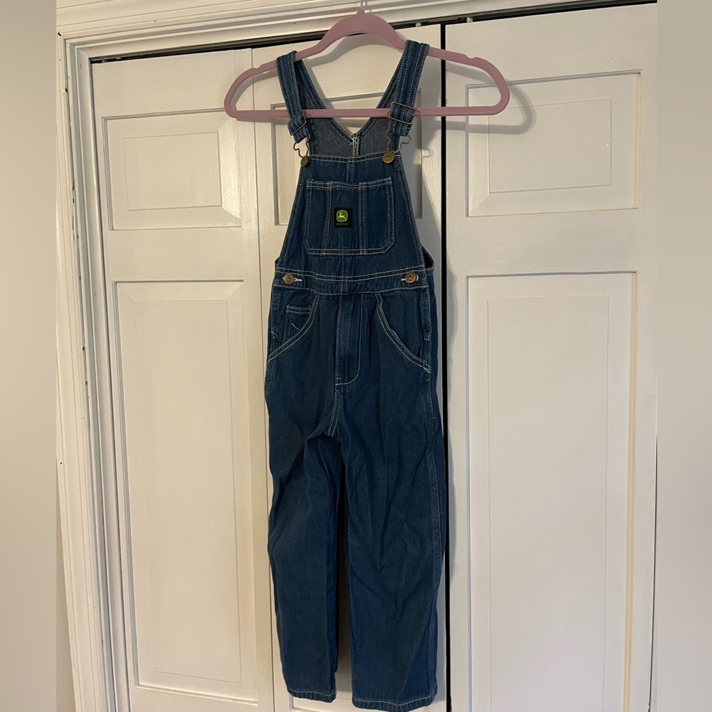 Kids size 7 John Deere denim overalls